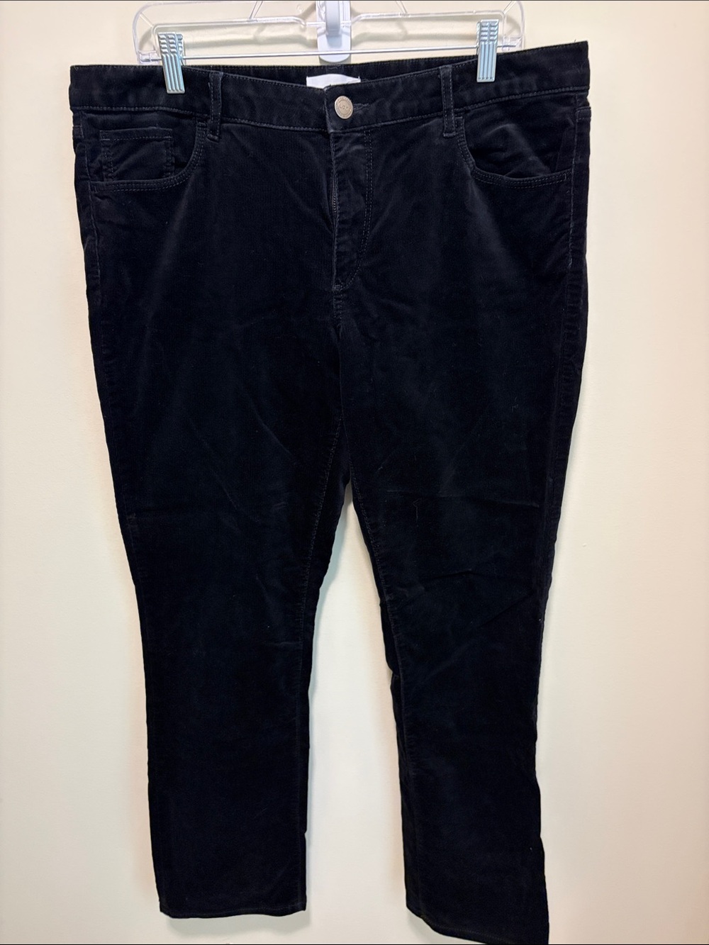LOFT Women's Black Corduroy Straight-Leg Trousers